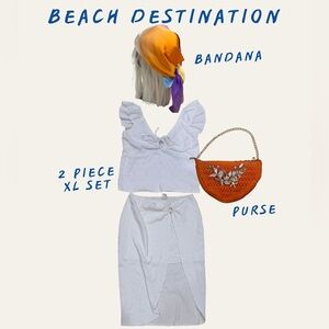 SHEIN White Midi Dress with Orange Accessories